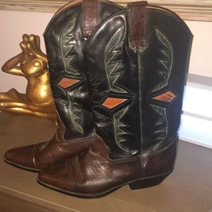 Vintage Multicolor Leather Gator Boots